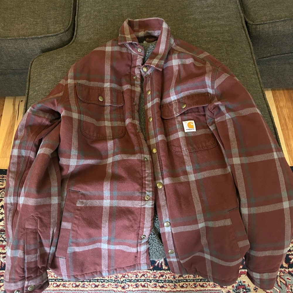 Carhartt Men’s FLANNEL SHERPA-LINED PLAID SHIRT JACKET